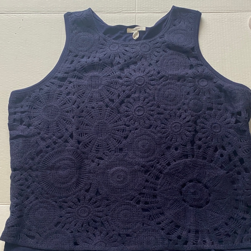 Maurices Deep Blue Crochet Tank Top